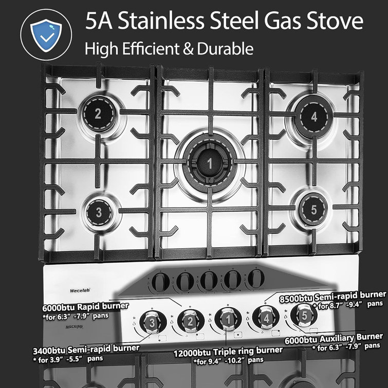 Weceleh 30 inch Gas Cooktop 5 Burners Dual Fuel Wayfair